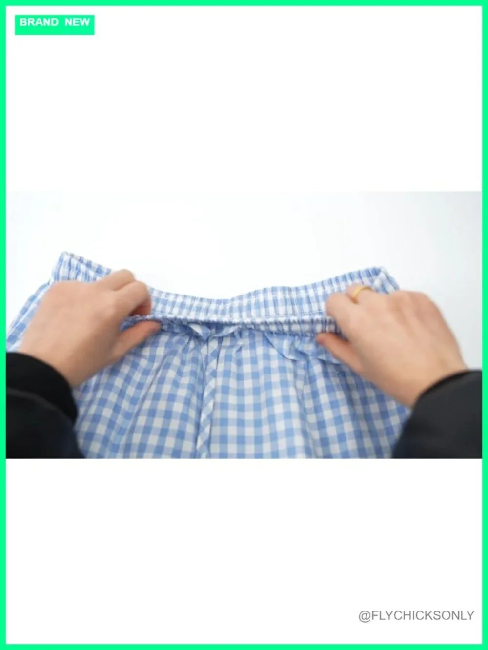 Women's Cotton Gingham Pajama Set - Button Down Top & ruffle Shorts